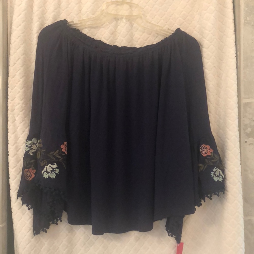 On or Off the Shoulder Top with Trumpet Sleeves